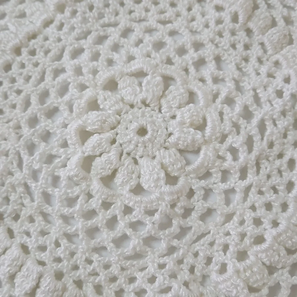 Handmade Crochet Lace Doily Table Mat Mandala Organic Cotton Vintage Decor
